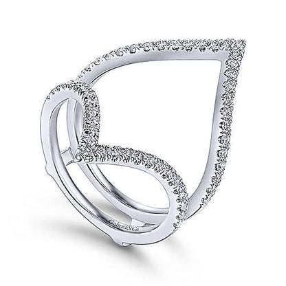 Gabriel & Co - Triangular 14K White Gold French Pavé Set Diamond Ring Enhancer