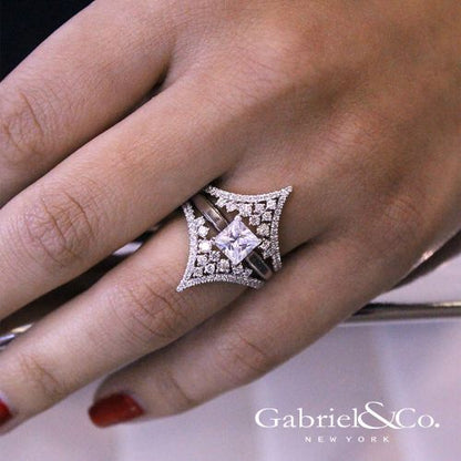 Gabriel & Co. - 14K White Gold Chevron Diamond Ring Enhancer
