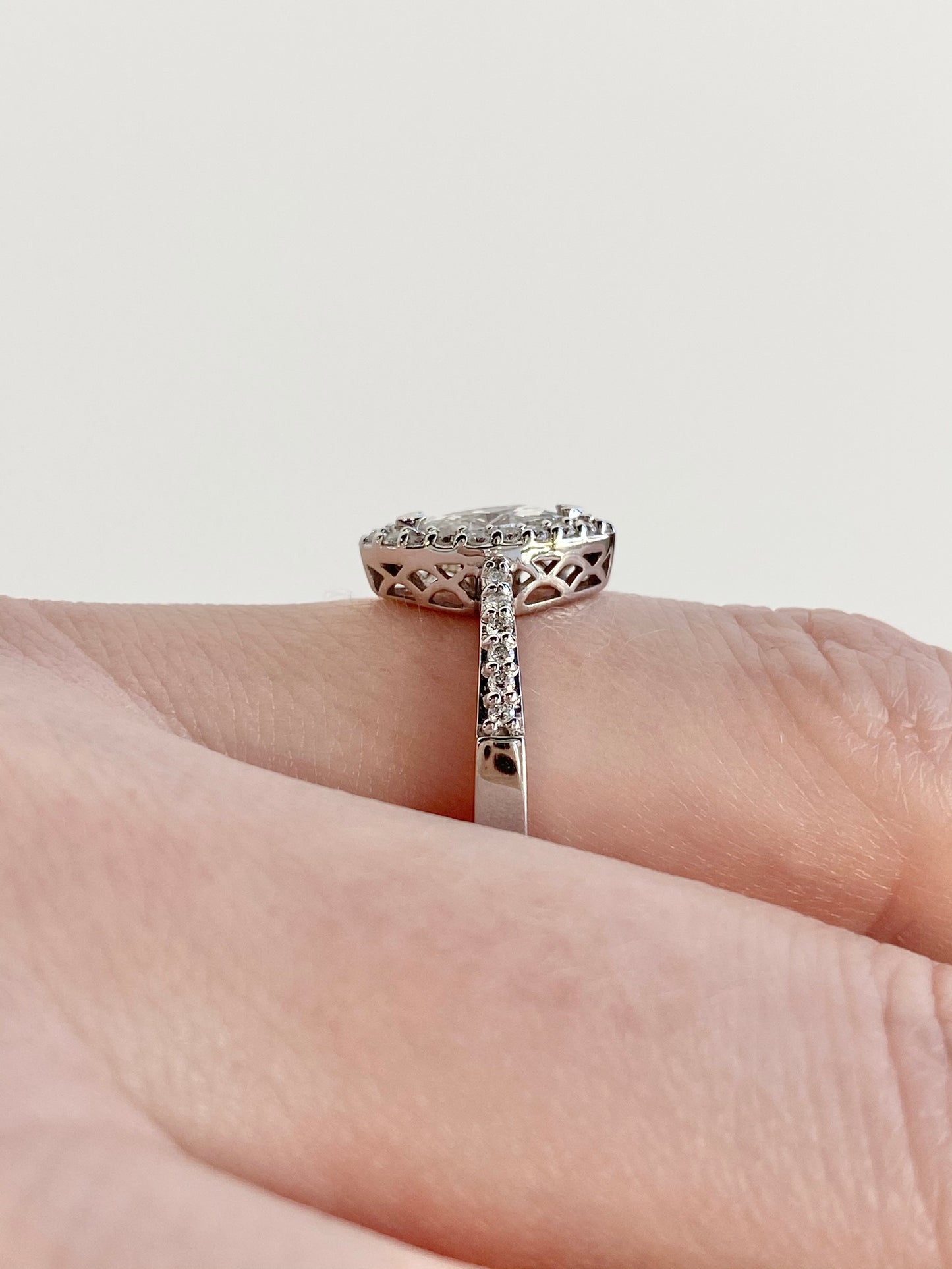 Roset 14K Gold Marquise Diamond & Halo Engagement Ring