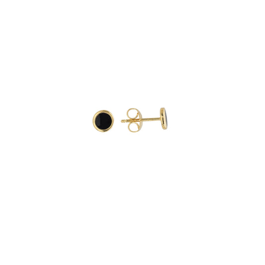 Roset Gold Label Black Enamel Disk Stud Earrings