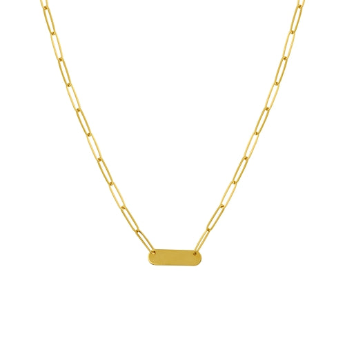 Roset Gold Label "Rhaya" Engravable ID Bar Plate Necklace