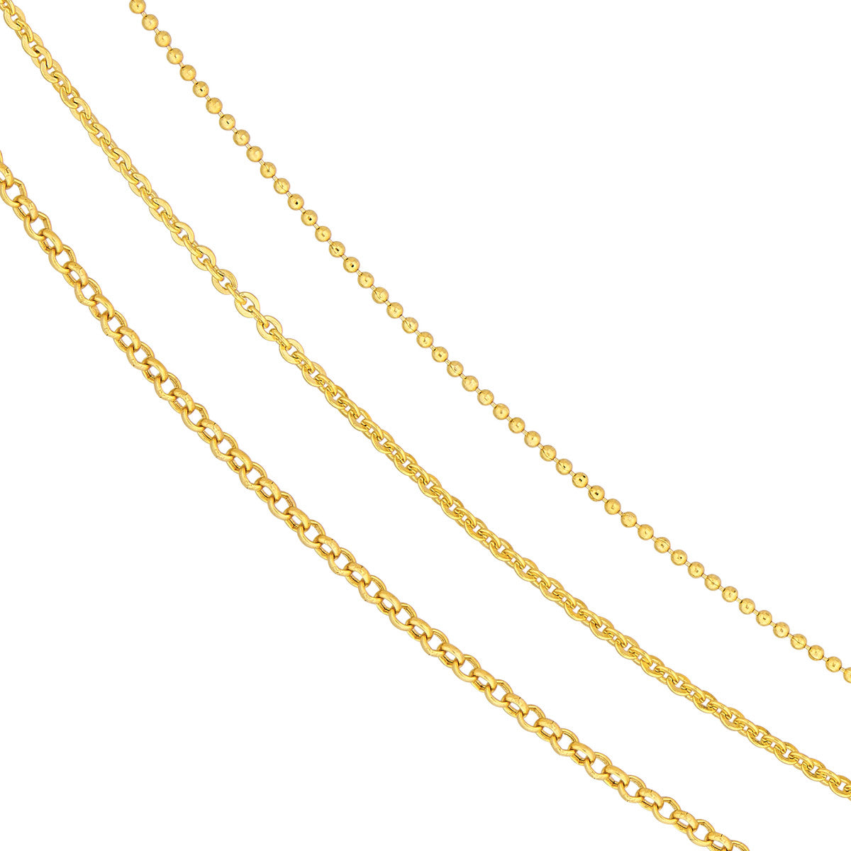 Roset Gold Label Triple Strand "Treble" Mixed Link Necklace