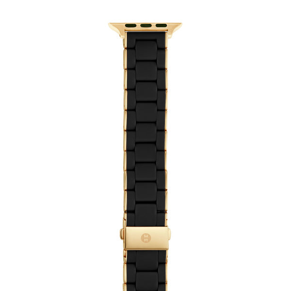 MICHELE - Black and Gold-Tone Silicone-Wrapped Bracelet Band for Apple Watch®