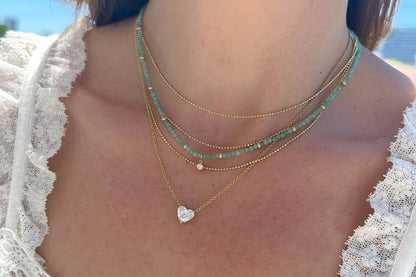 EF Collection - 14K Emerald Birthstone Necklace - Gold Rondelles