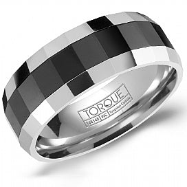 Torque Black Ceramic and Tungsten Wedding Band TU-0032