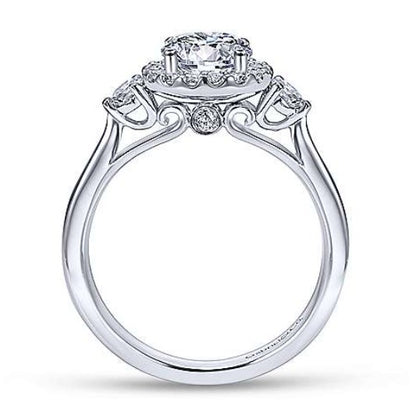 Gabriel "Noelle" Three Stone Halo Diamond Engagement Ring 7482W44