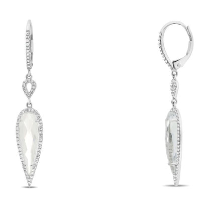 Roman & Jules Agnes 14K White Gold Diamond Earrings and White Topaz Drop Earrings