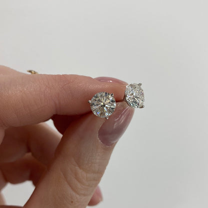 14K White Gold G/H I1 3.15ct Martini Diamond Earrings - Roset