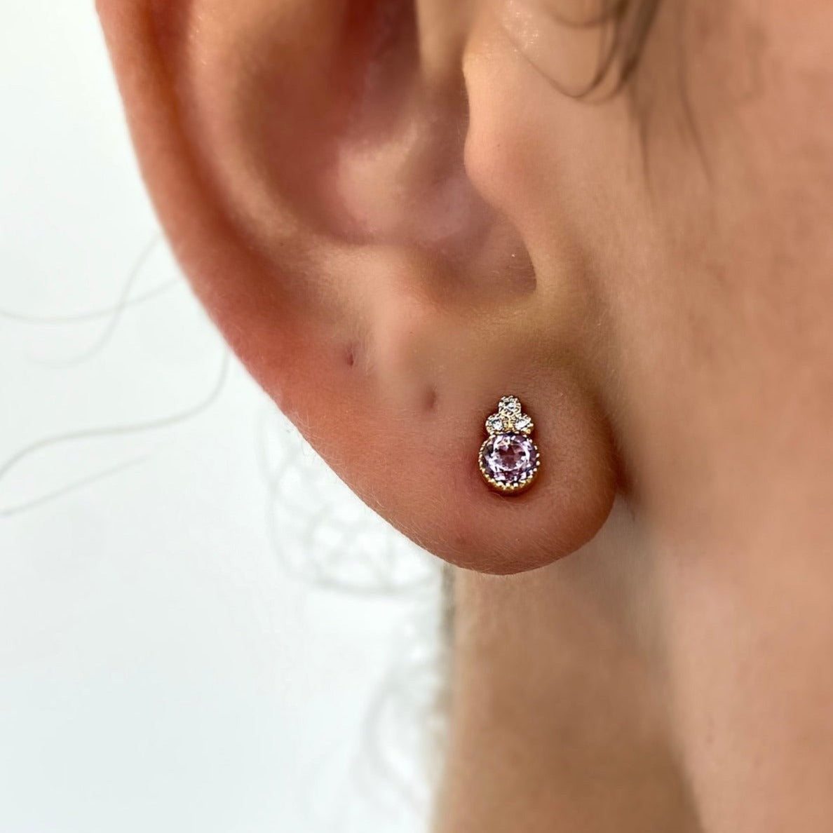 FUSE by Roset - Adelaide Diamond Earrings - Pink Amethyst